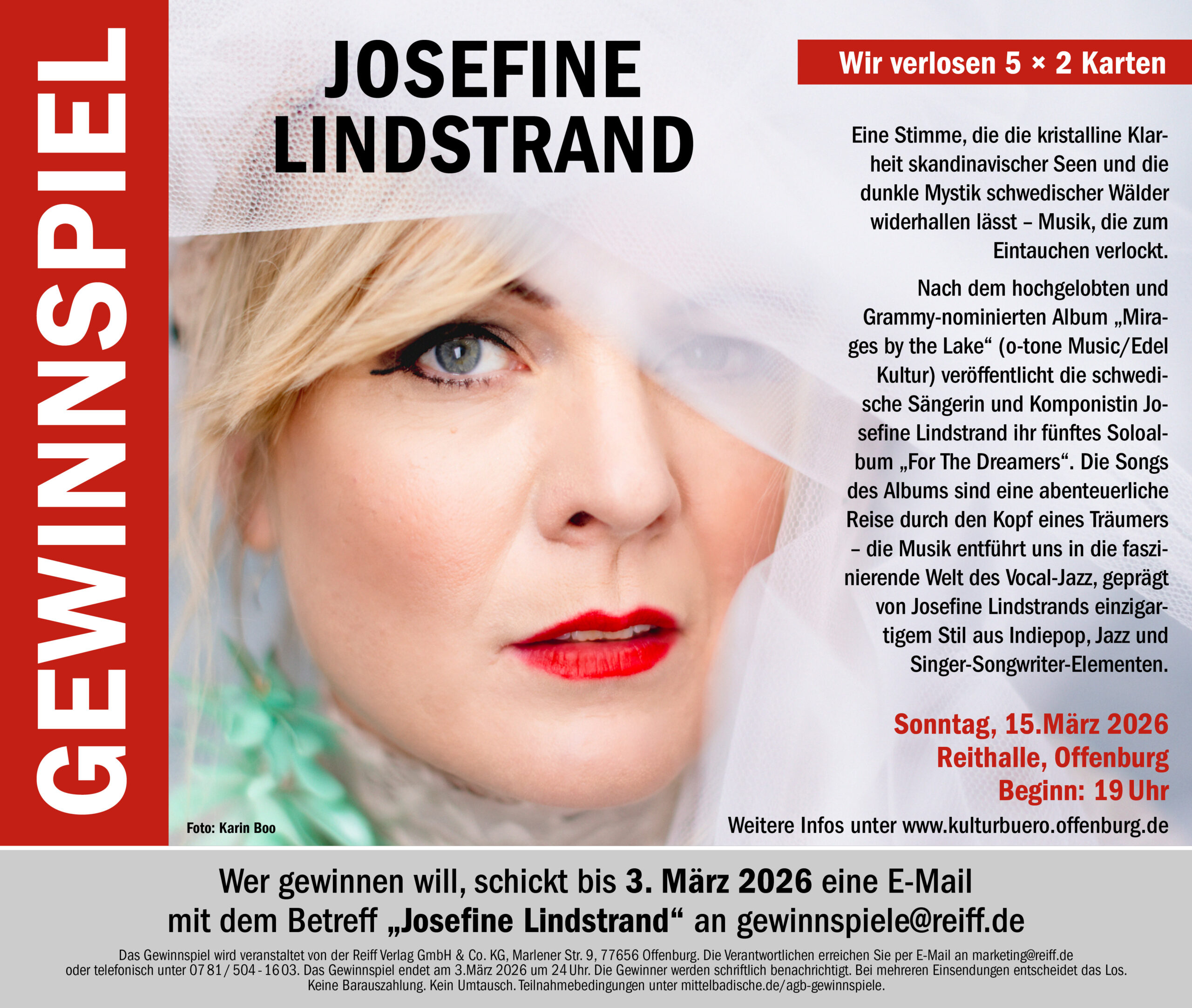 Gewinnspiel Josefine Lindstrand: Mitmachen unter gewinnspiele@reiff.de