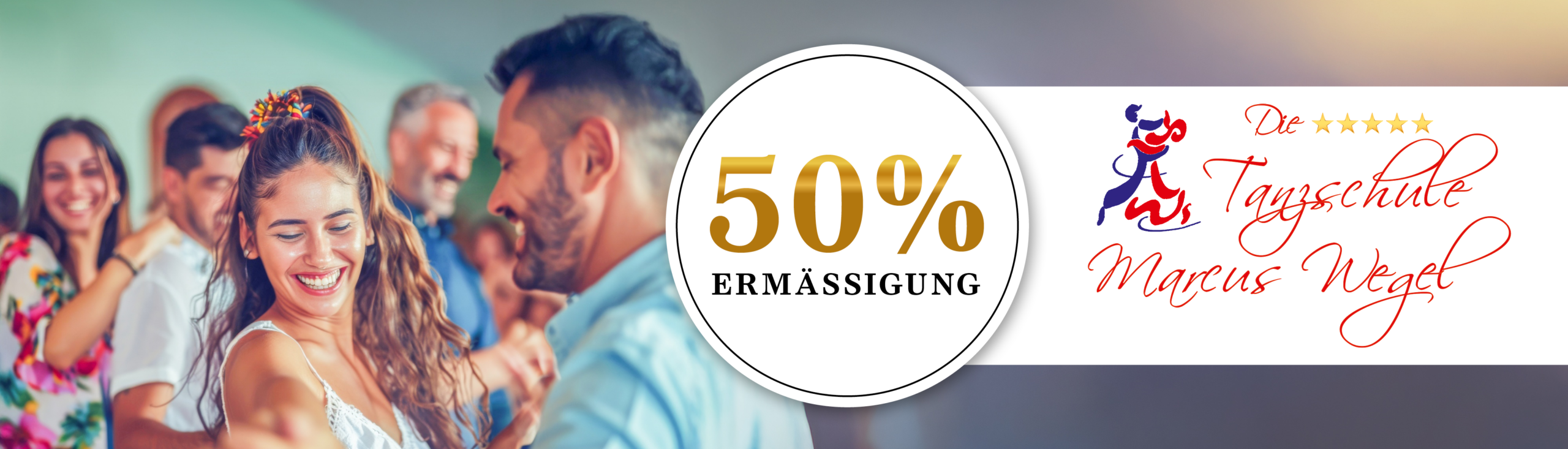 50% Ermässigung. Tanzschule Marcus Wegel